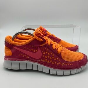 Nike Free Run Women Size 9.5 Shoes Orange Running Athletic Sneakers Training